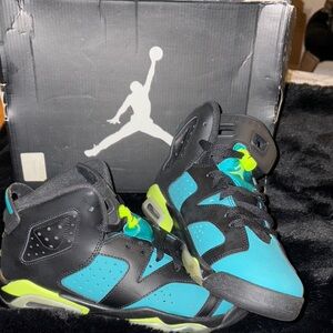 Air Jordan Retro 6 Teal and Black Sneakers